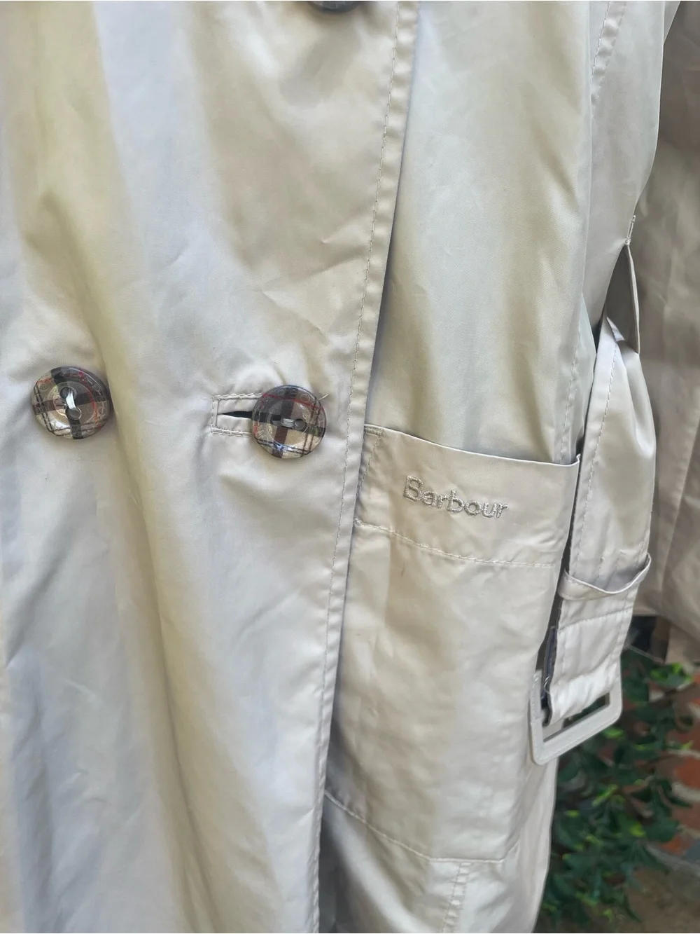Barbour Reversible Cedar Mac Check Waterproof Jacket Trench Coat Sz UK 14 US 10 - Picture 8 of 12